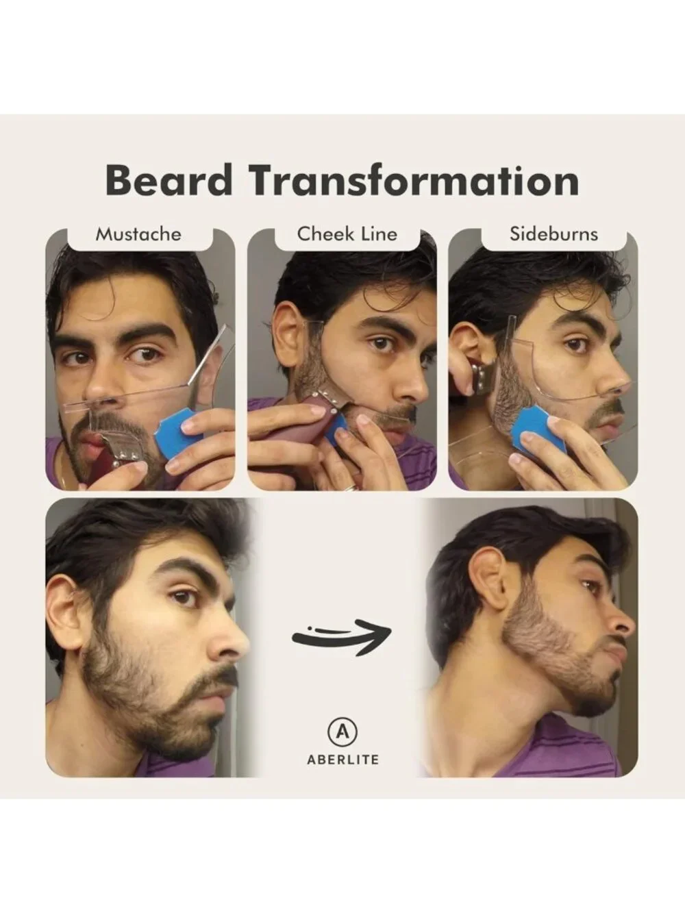 Beard Shaper Kit with Barber Pencils - Premium Clear Stencil Tool for Perfect